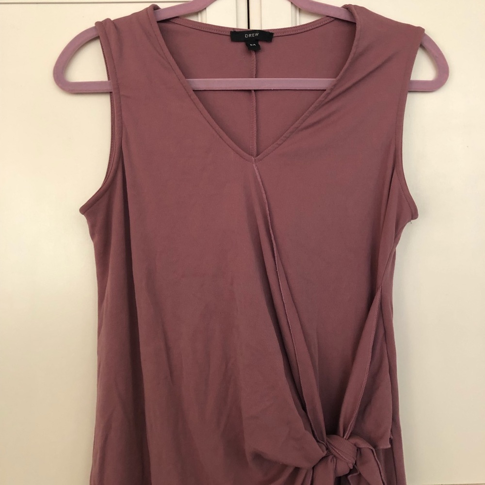 Mauve dress, tie up, v-neck